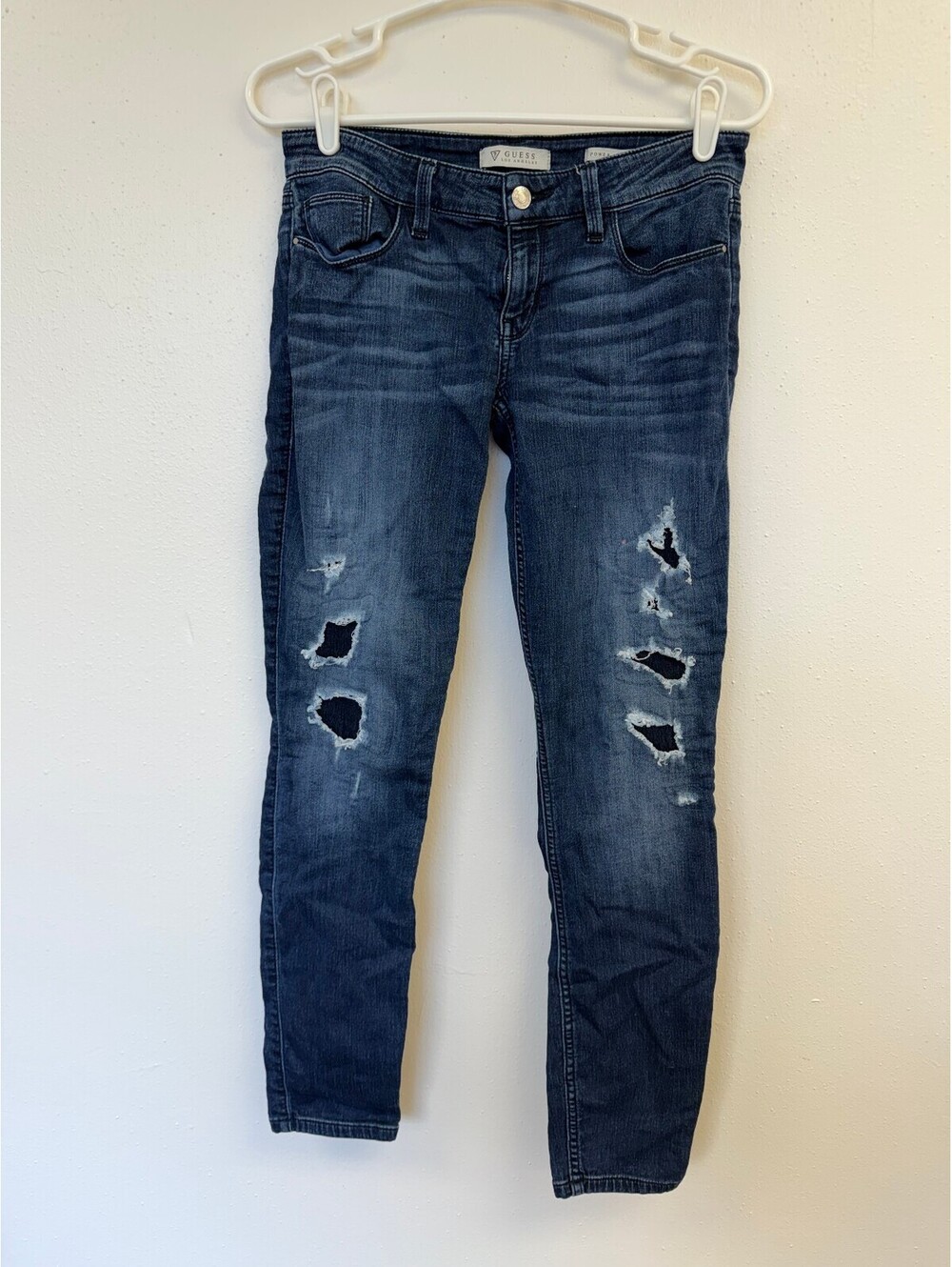Guess Power Skinny Low Blue Distressed Jeans
